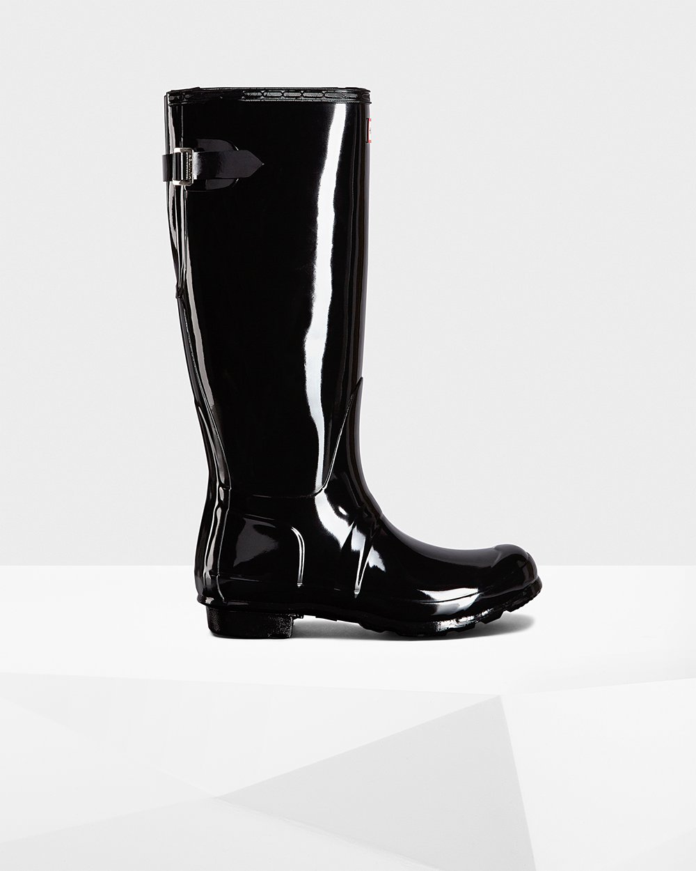 Botas De Altas Hunter Mujer Original Back Adjustable Gloss - Negras - Argentina 4328BJZXK